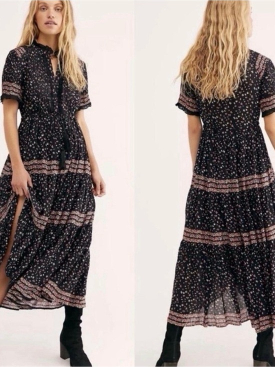 Free People Dresses & Skirts - Free People Rare Feelings Maxi Dress Size XS Black Combo Color NEW WITHOUT TAGS